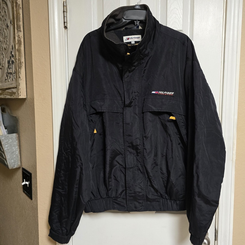 Vintage Tommy Hilfiger‎ Athletics Black Zip-up Jacket  Size XLarge